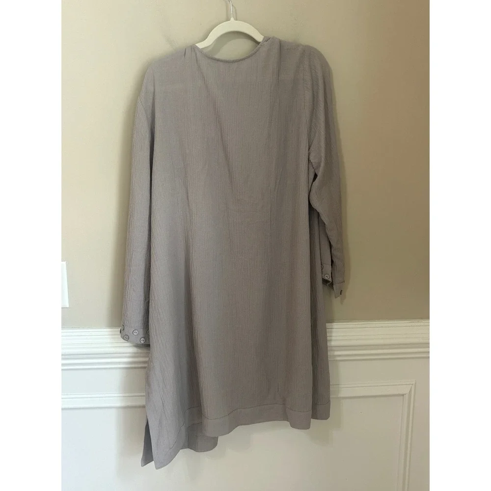 Soft Surroundings Size 2X Taupe Crinkle Gauze Open Cardigan Button Accent Cuff